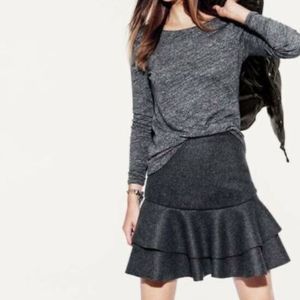 J Crew Mini skirt Wool Ruffle Tiered Size 4 Grey